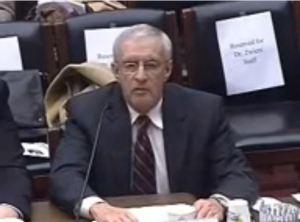 Dr. Donald Roberts testifying to the House Energy Committee, March 8, 2011. Screen capture from Committee video.